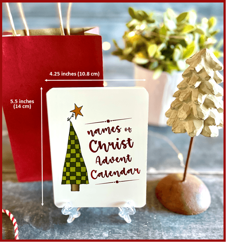 NAMES OF CHRIST ADVENT CALENDAR SET OF 26 CARDS W/PLASTIC EASEL -- BOOK OF MORMON AND BIBLE (KING JAMES)