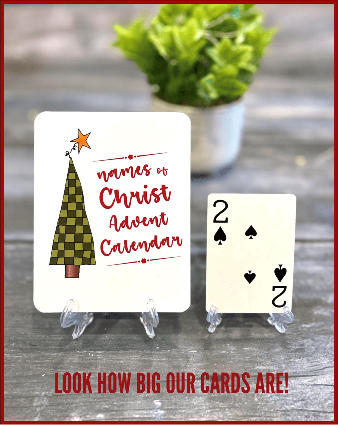 NAMES OF CHRIST ADVENT CALENDAR SET OF 26 CARDS W/PLASTIC EASEL -- BOOK OF MORMON AND BIBLE (KING JAMES)